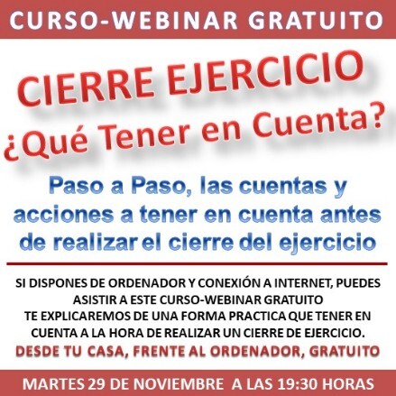 Webinar Cierre del Ejercicio Curso Contabilidad fiscalidad y programa contable