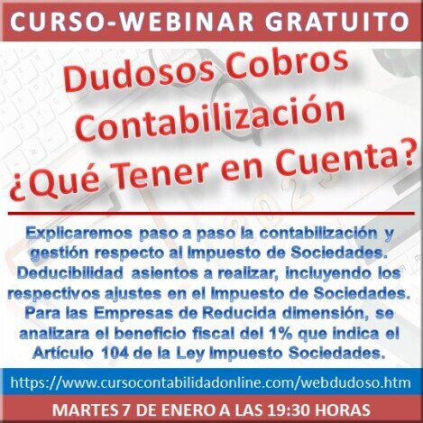 Webinar Dudosos Cobros Curso Contabilidad fiscalidad y programa contable